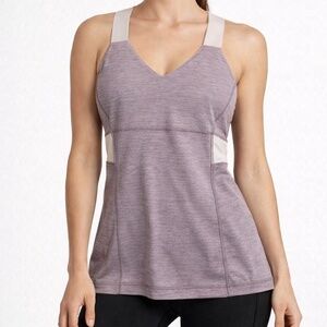 Lululemon Floral Cross Back Yoga Tank Size 4 Built-In Bra Workout Top